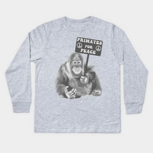 Primates for Peace Orangutan Kids Long Sleeve T-Shirt